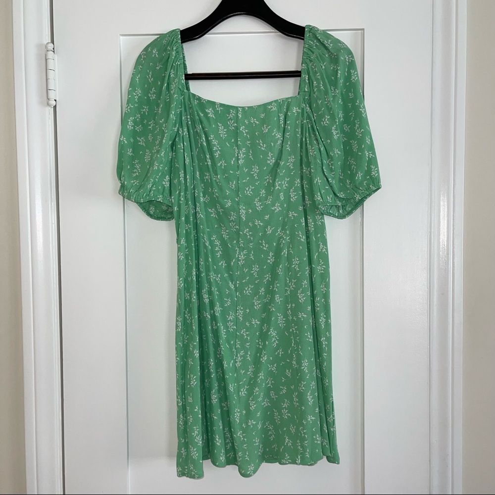 & Other Stories puff sleeve mint green floral mini dress